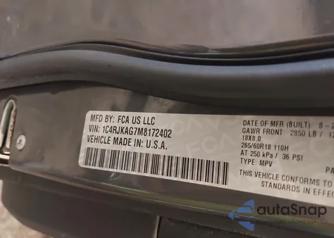 2021 Jeep Grand Cherokee L Laredo 4X4 from USA, damaged, VIN 1C4RJKAG7M8172402